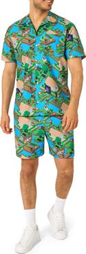 OppoSuits Minecraft™ Overworld Camp Shirt & Drawstring Shorts Set