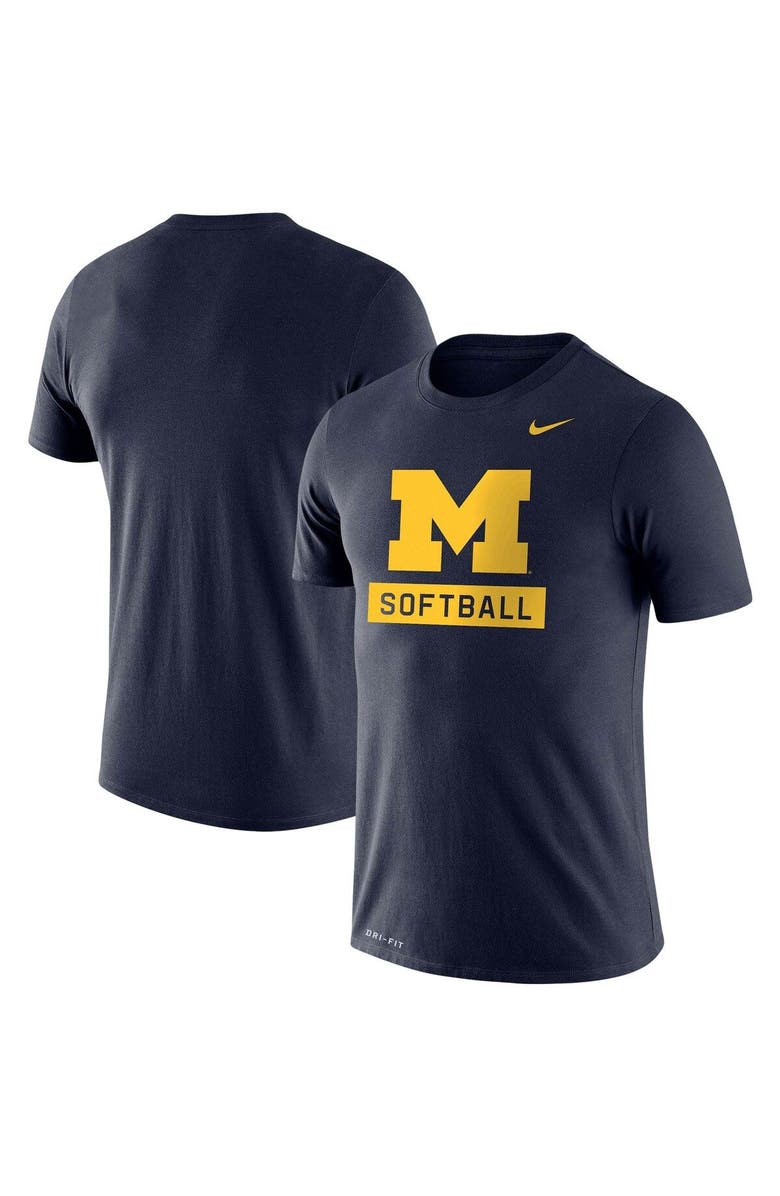 Nike Men's Nike Navy Michigan Wolverines Softball Drop Legend Slim Fit Performance T-Shirt, Main, color, 