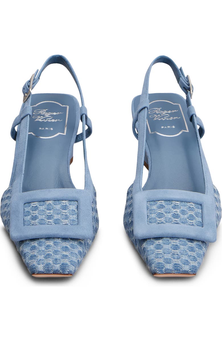 Roger Vivier Covered Buckle Jacquard Slingback Pump, Alternate, color, Cielo Scuro/ Nuvola