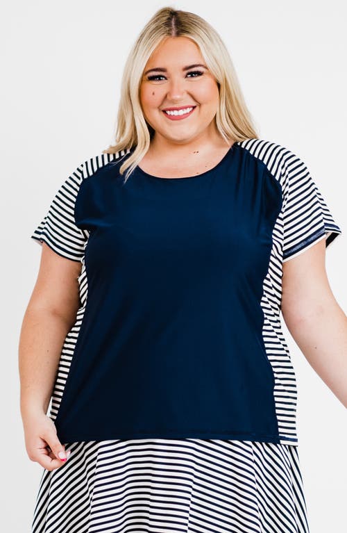 Calypsa Plus Size Loose Fit Adele Swim Top In Blue