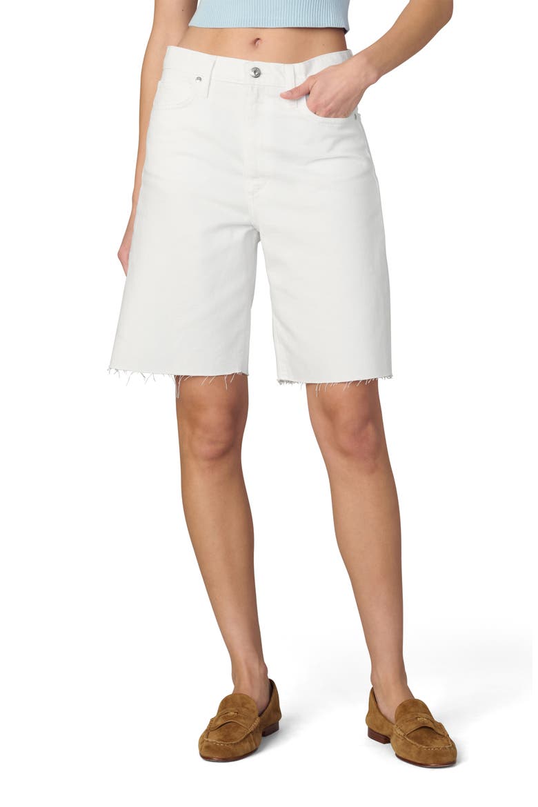 The Ryan Low Slung Cutoff Bermuda Denim Shorts, Main, color, WHITE
