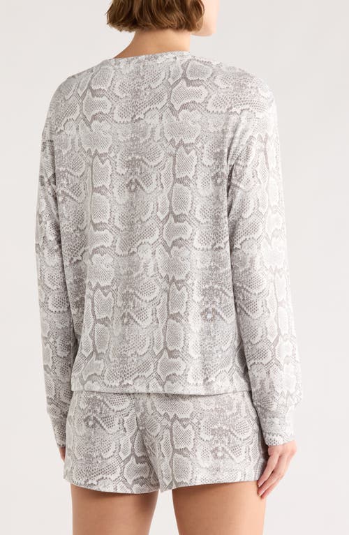 Pj Salvage Long Sleeve Top & Boxer Shorts Pajamas In Gray