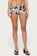 EDIKTED Tatianna Mosaic Sequin Low Rise Micro Shorts