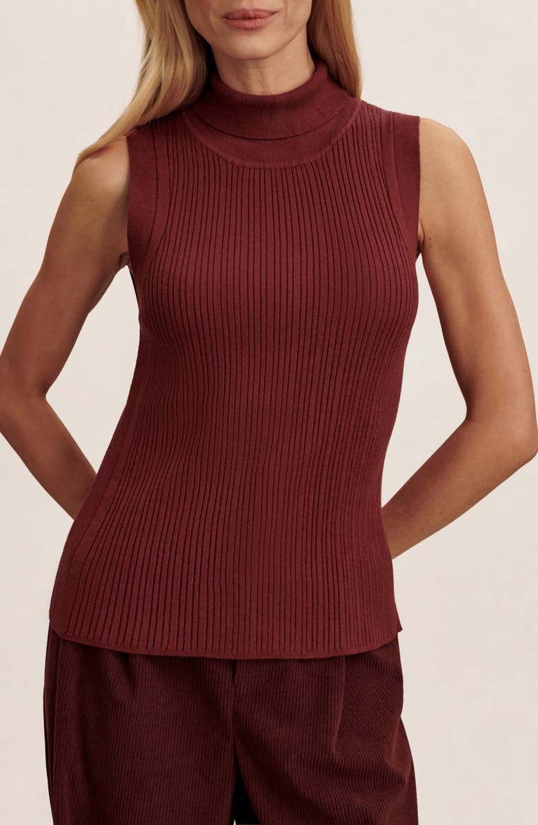 Varley Anastasia Sleeveless Turtleneck, Main, color, New Maroon