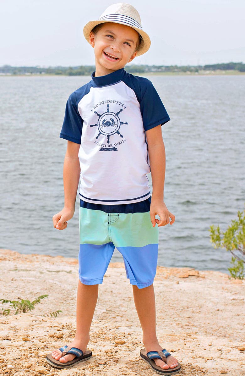 RuggedButts Nautical AdventureTwo-Piece Rashguard Swimsuit, Alternate, color, 