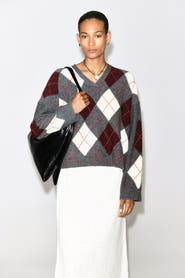 COS Argyle Wool-Alpaca V-Neck Sweater