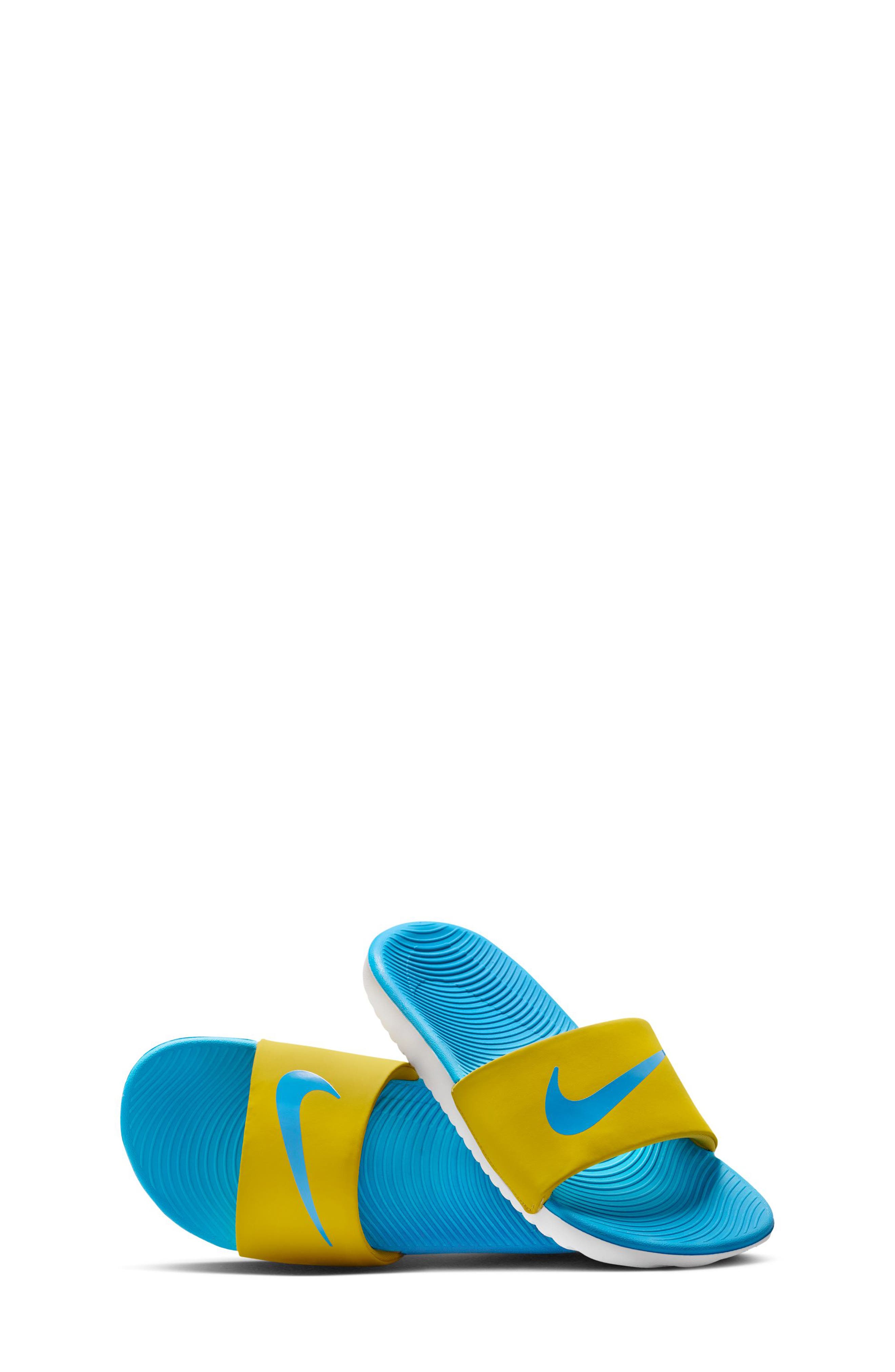 Kids' Kawa Slide Sandal, Alternate, color, SAFFRON QUARTZ/ BLUE/ SAIL
