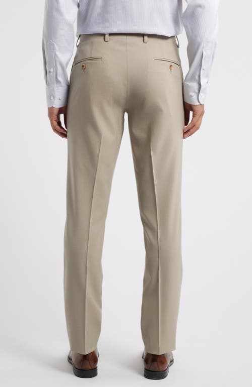 Jack Victor Patrick Flat Front Stretch Wool Dress Pants In Tan