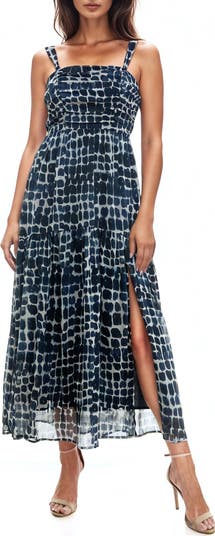 Metallic Gathered Maxi Dress