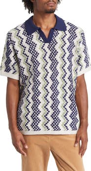 PacSun Crochet Johnny Collar Cotton Polo