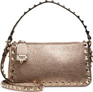Valentino Garavani Small Rockstud Grained Metallic Leather Shoulder Bag