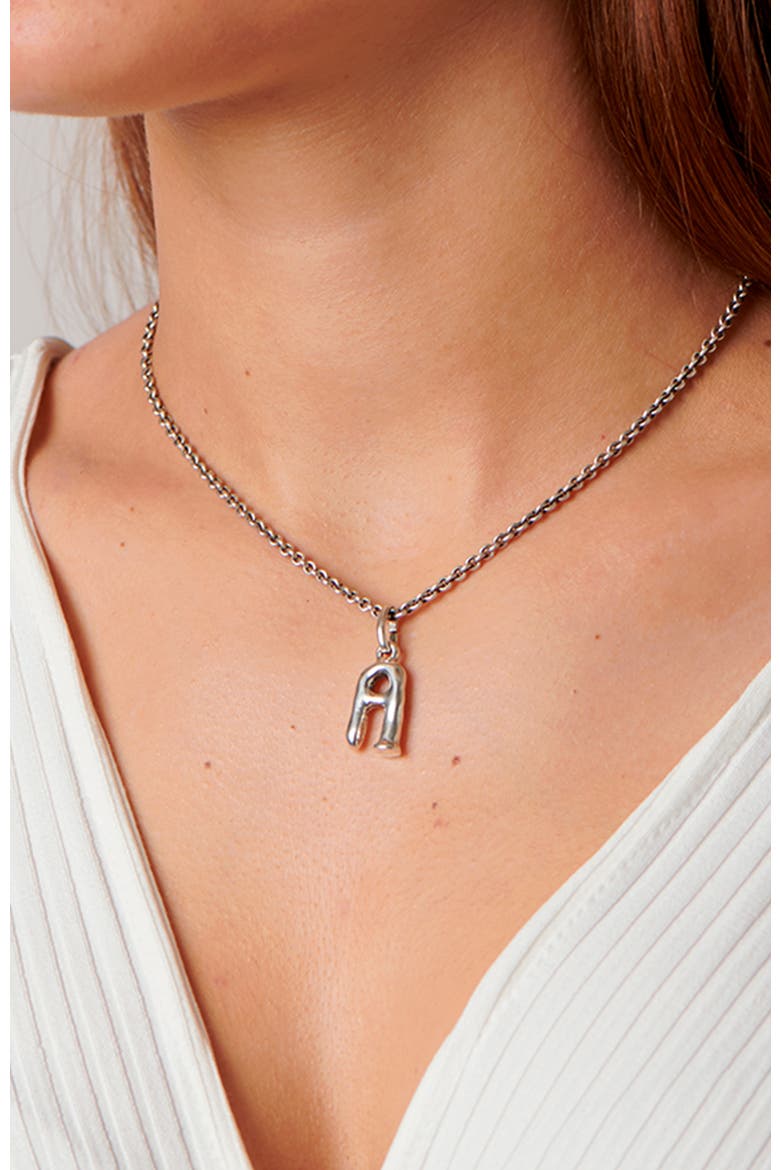 Sterling Silver-Plated Letter A Charm, Alternate, color, Silver