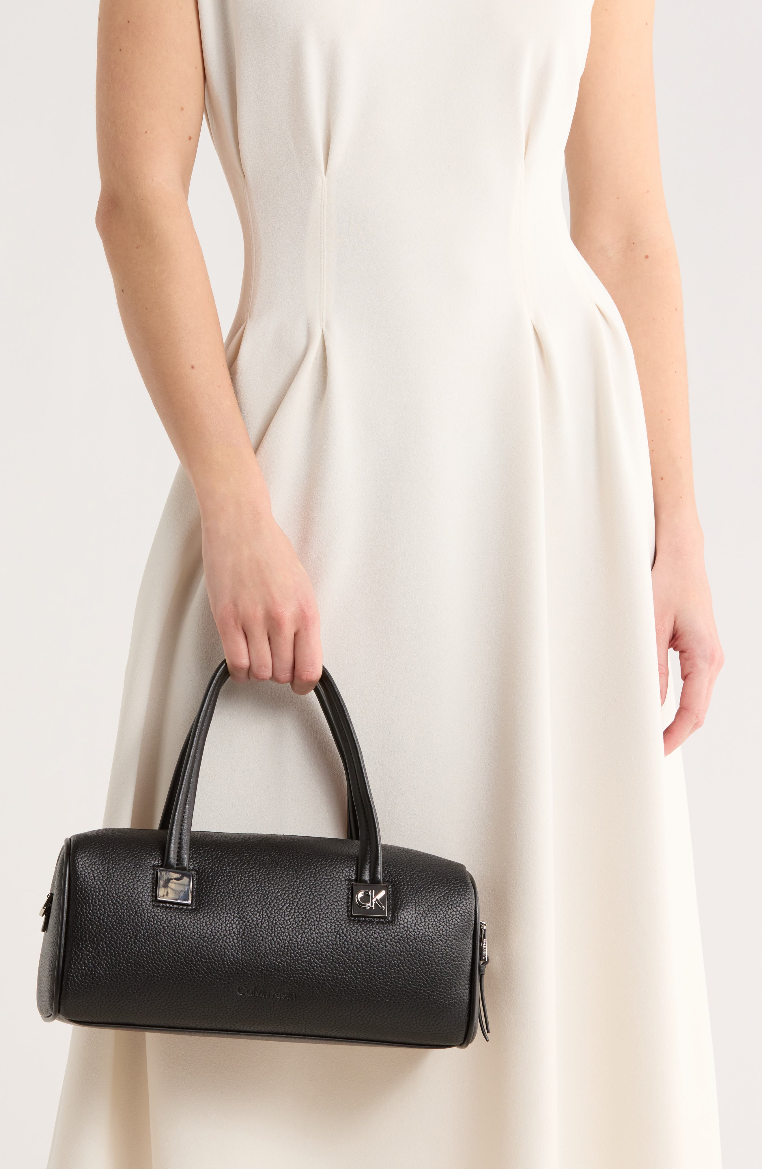 Calvin Klein Rue Satchel Bag, Alternate, color, Black/ Silver