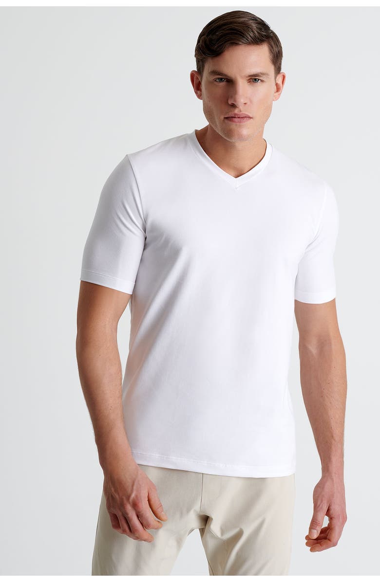 SHAN Microfiber V-neck T-shirt, Alternate, color, White