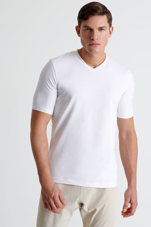 Shan Microfiber V-neck T-shirt In White