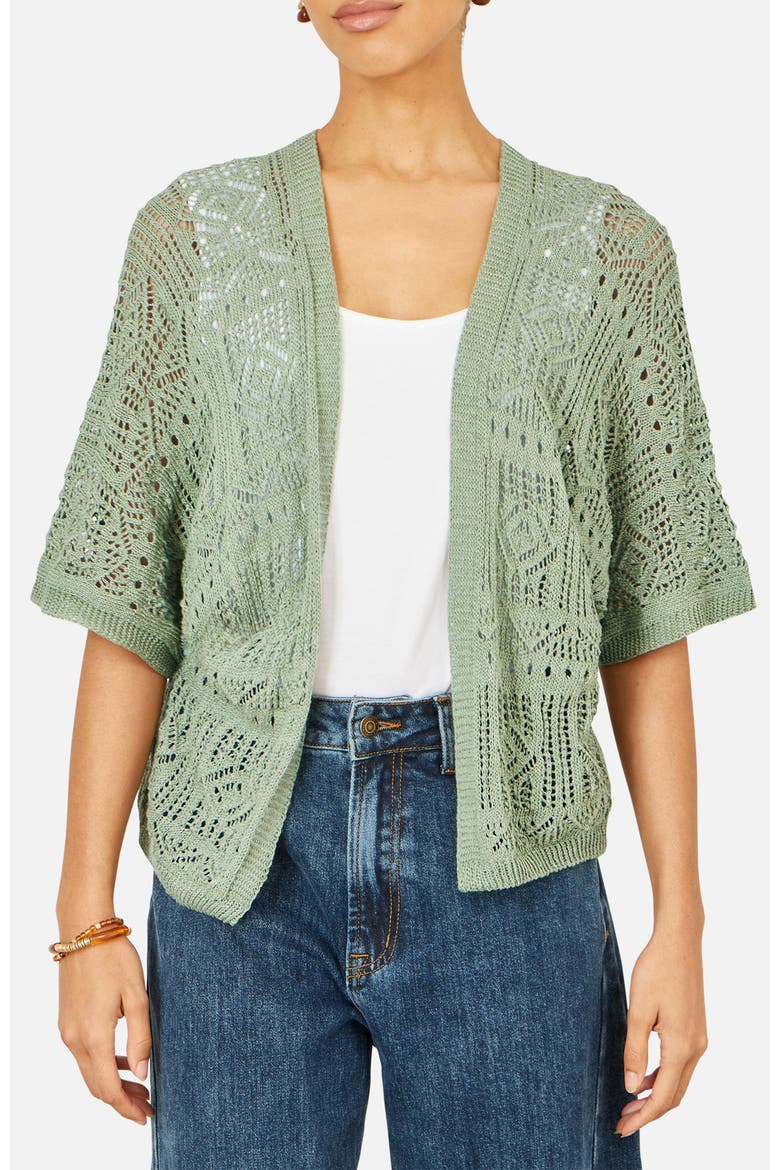 Crochet Edge To Edge Cardigan, Alternate, color, Sage Green