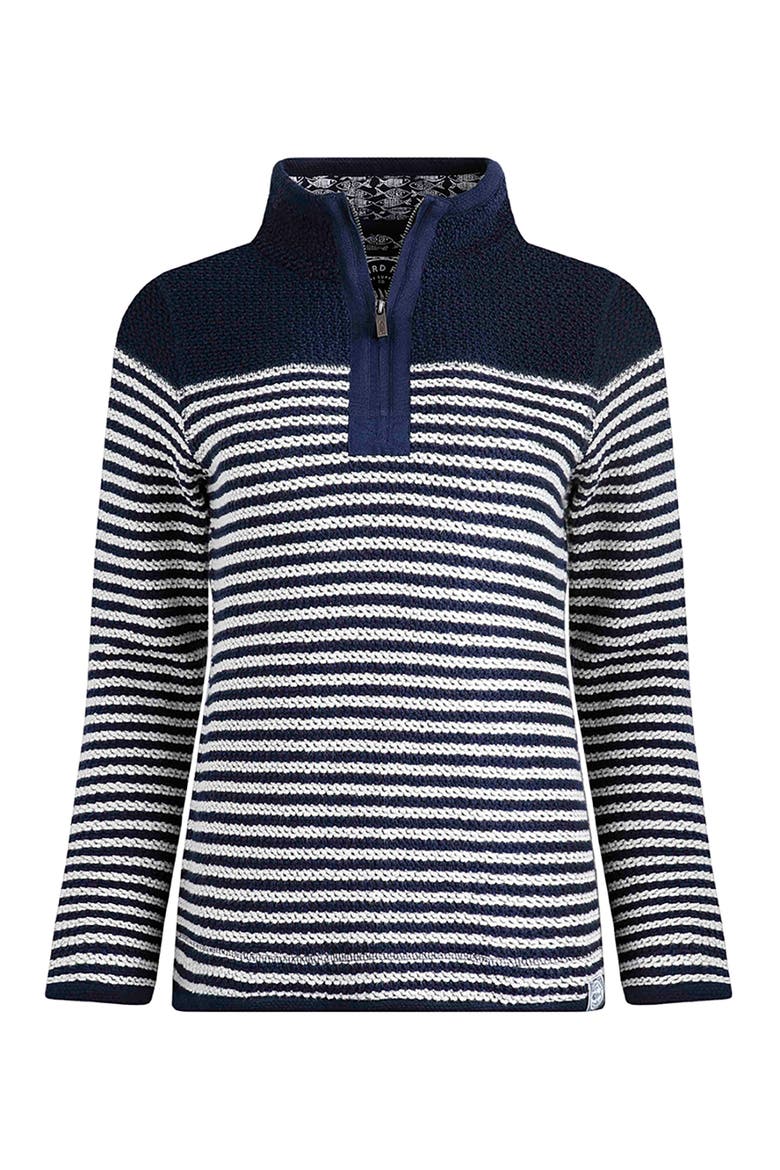 Juliet 1/4 Zip Stripe Macaroni, Alternate, color, Navy