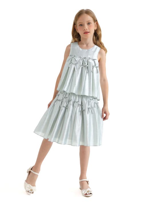 Tulleen Ruffle Bow Sleeveless Top & Skirt Set In Blue