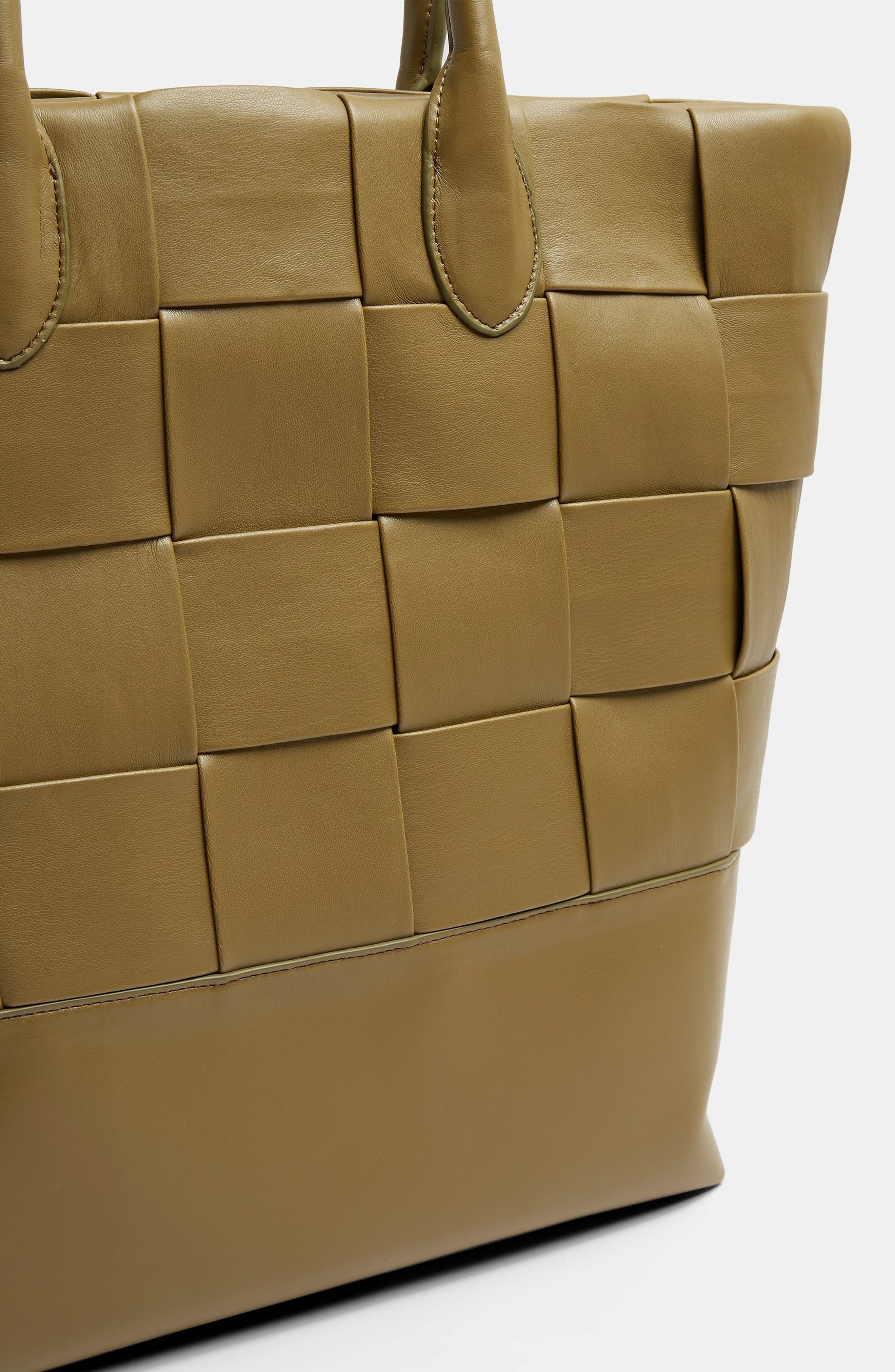 Weave Faux Leather Tote, Alternate, color, OLIVE