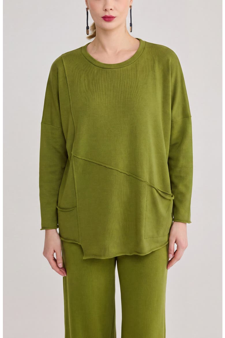 Alma Crew Neck Asymmetric Knit Top, Main, color, Pistachio