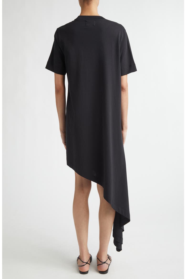 Igari Asymmetric Pleated Cotton Knit Dress, Alternate, color, BLACK