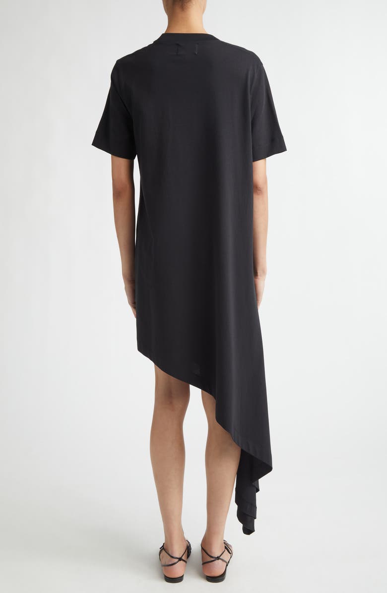 LOULOU DE SAISON Igari Asymmetric Pleated Cotton Knit Dress, Alternate, color, Black