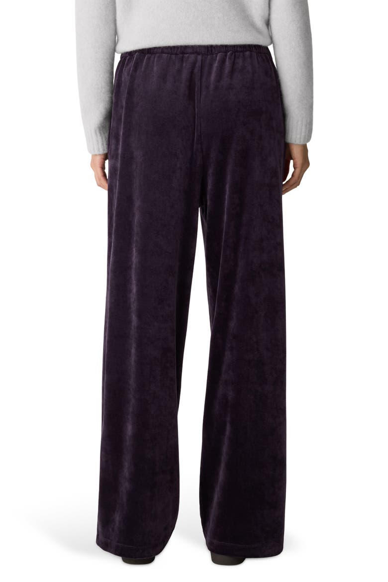 Wide Leg Organic Cotton Blend Velour Pants, Alternate, color, AUBERGINE