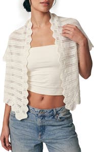 SAACHI Scalloped Pointelle Triangle Scarf