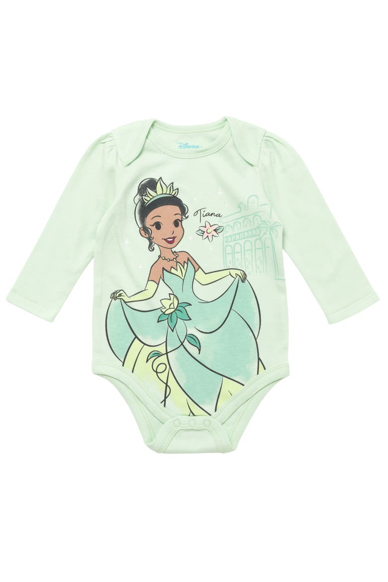 Princess 5-Pack Long Sleeve Bodysuits, Alternate, color, Ariel Belle Pink Multi