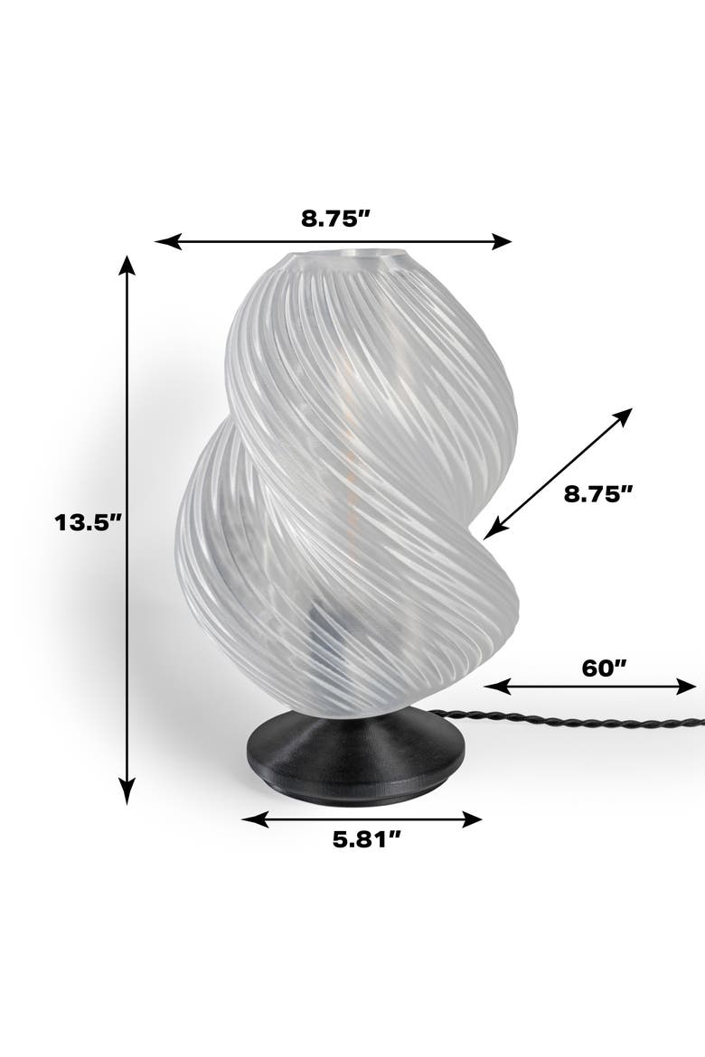 Gema 13.5" Mid-Century Coastal Plant-Based PLA 3D Printed Dimmable LED Table Lamp, Alternate, color, Light Smoke/Black