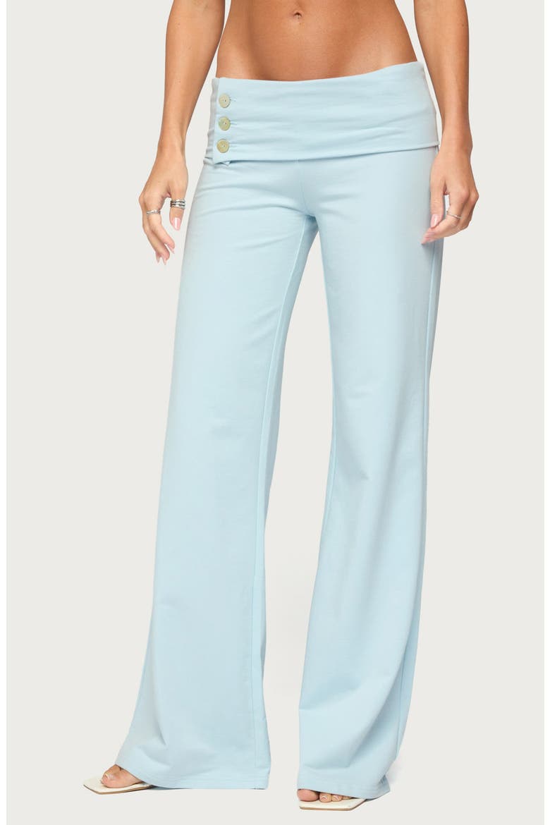 Poppy Wide Leg Button Foldover Pants, Main, color, LIGHT-BLUE