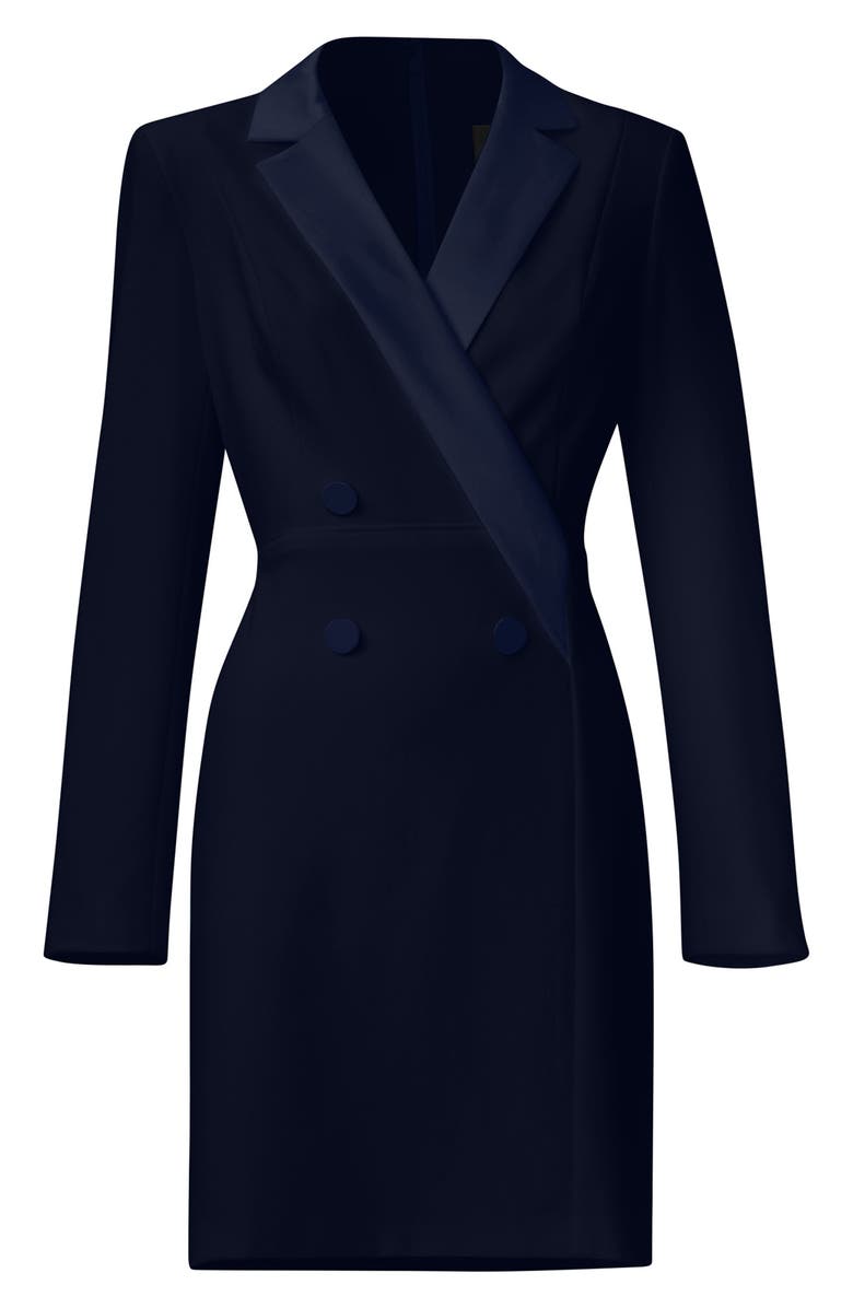 Adrianna Papell Long Sleeve Crepe Knit Tuxedo Sheath Dress, Alternate, color, 