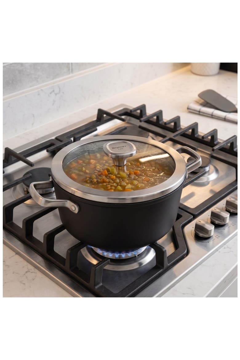 Leo Nonstick Ceramic Stockpot, Alternate, color, BLACK