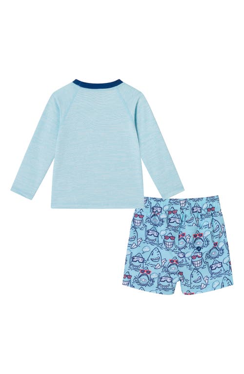 Andy & Evan Rashguard & Swim Shorts Set In Navy Shark