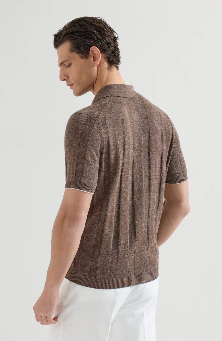 Brunello Cucinelli Rib knit polo, Alternate, color, Hazelnut