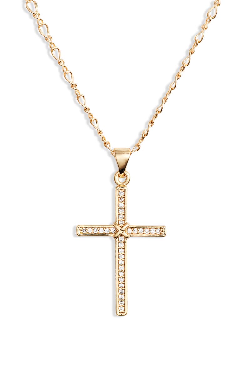 Risen Cross Pendant Necklace, Main, color, GOLD