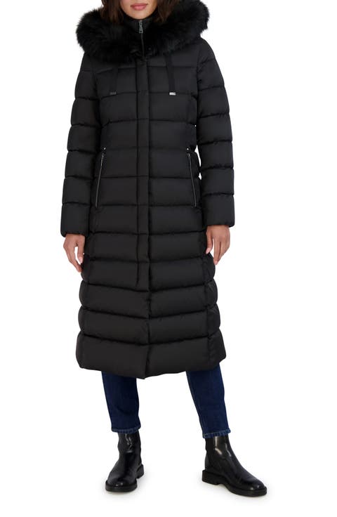 Nellie Faux Fur Trim Hooded Puffer Jacket with Bib