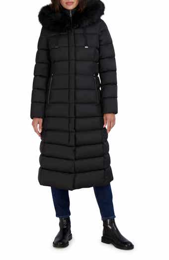 Tahari Nellie Faux Fur Trim Hooded Puffer Jacket with Bib