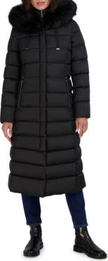 Tahari Nellie Faux Fur Trim Hooded Puffer Jacket with Bib