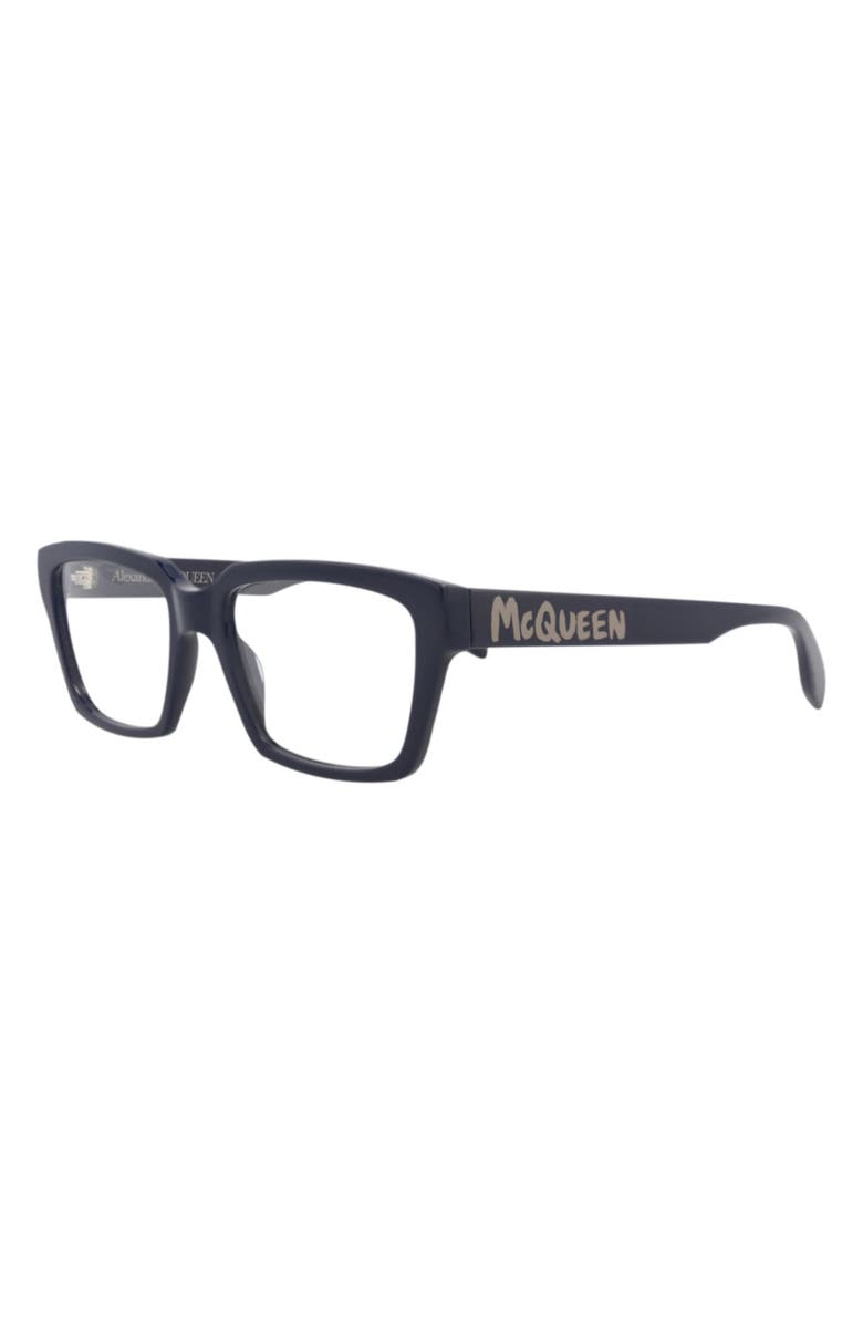 McQueen 54mm Rectangular Optical Glasses, Alternate, color, Blue Blue Transparent