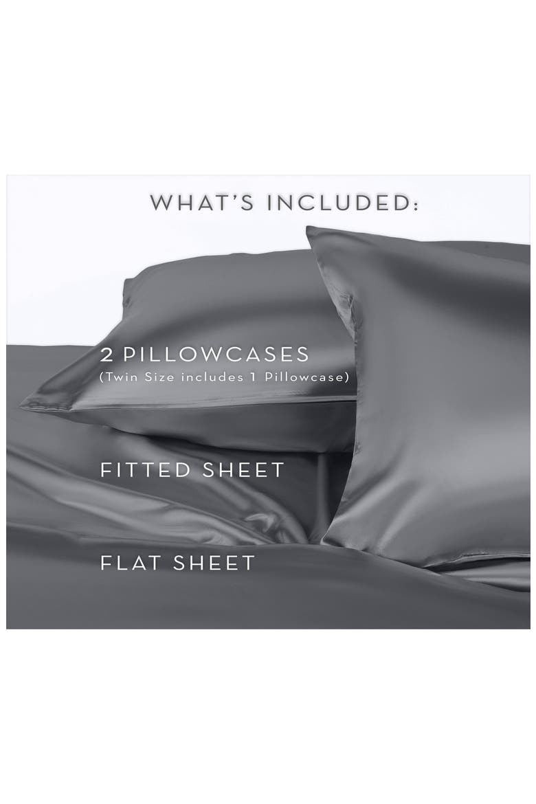 Elegance Satin Sheet Set, Alternate, color, SILVER