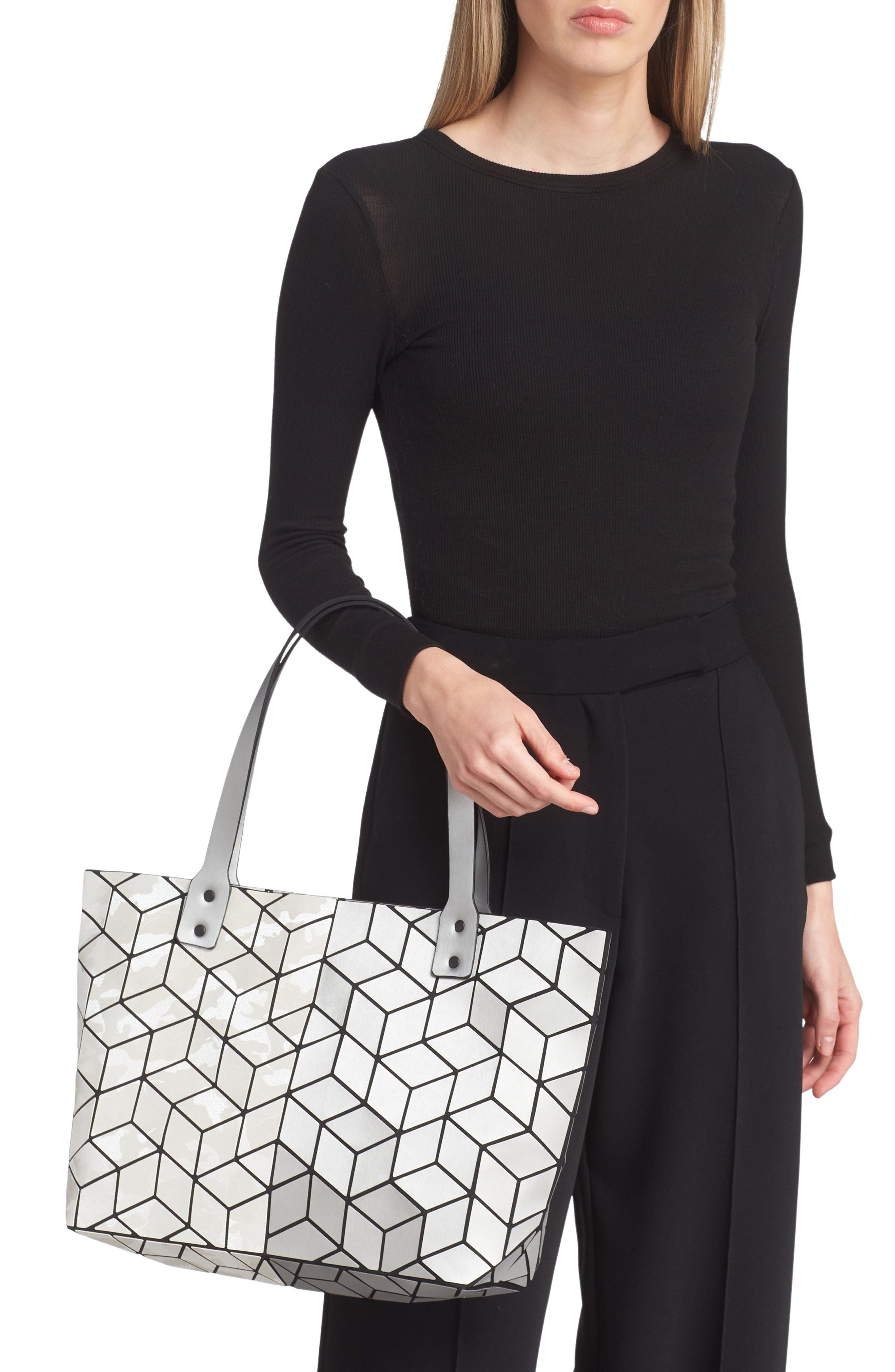 PATRIZIA LUCA Geometric Tote Bag, Alternate, color, Matte Silver