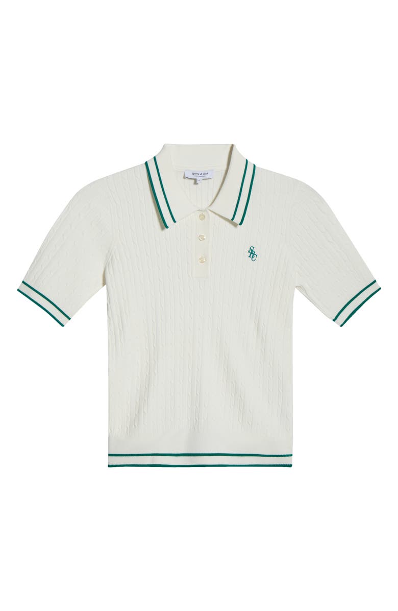Sporty & Rich Mini Cable Polo Top, Main, color, White/ Alpine