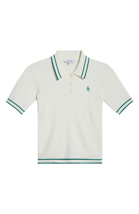 Sporty & Rich ロゴ刺繍入り　ベロアポロ　クリーム Shop White Sporty & Rich Online | Nordstrom