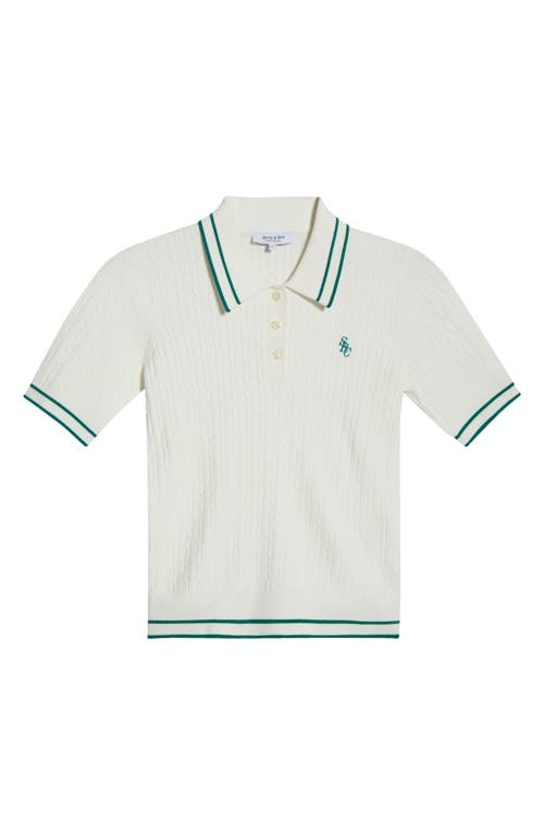 Sporty And Rich Sporty & Rich Mini Cable Polo Top In White