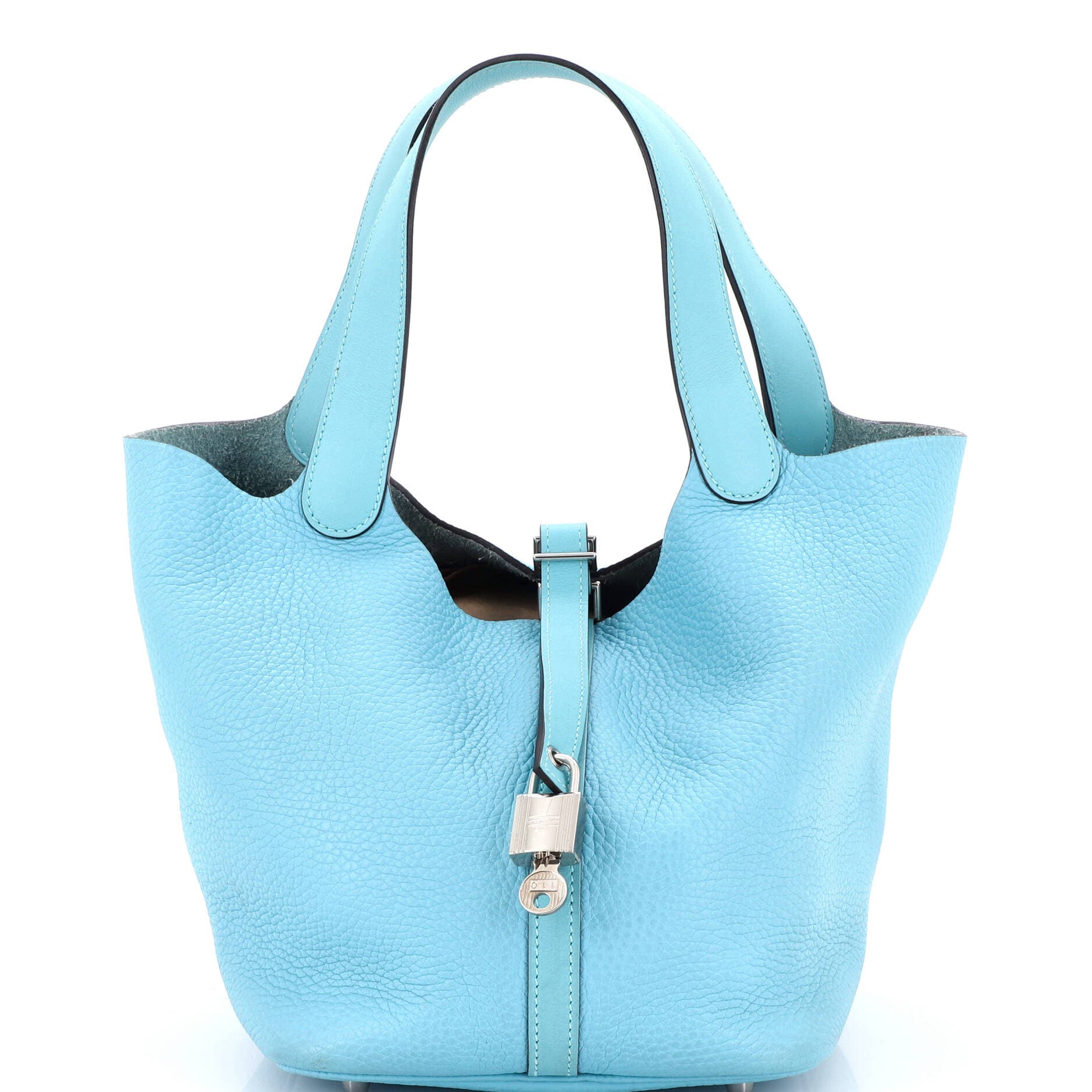 Pre-Owned Hermes Picotin Lock Bag Clemence MM, Main, color, Bleu Atoll