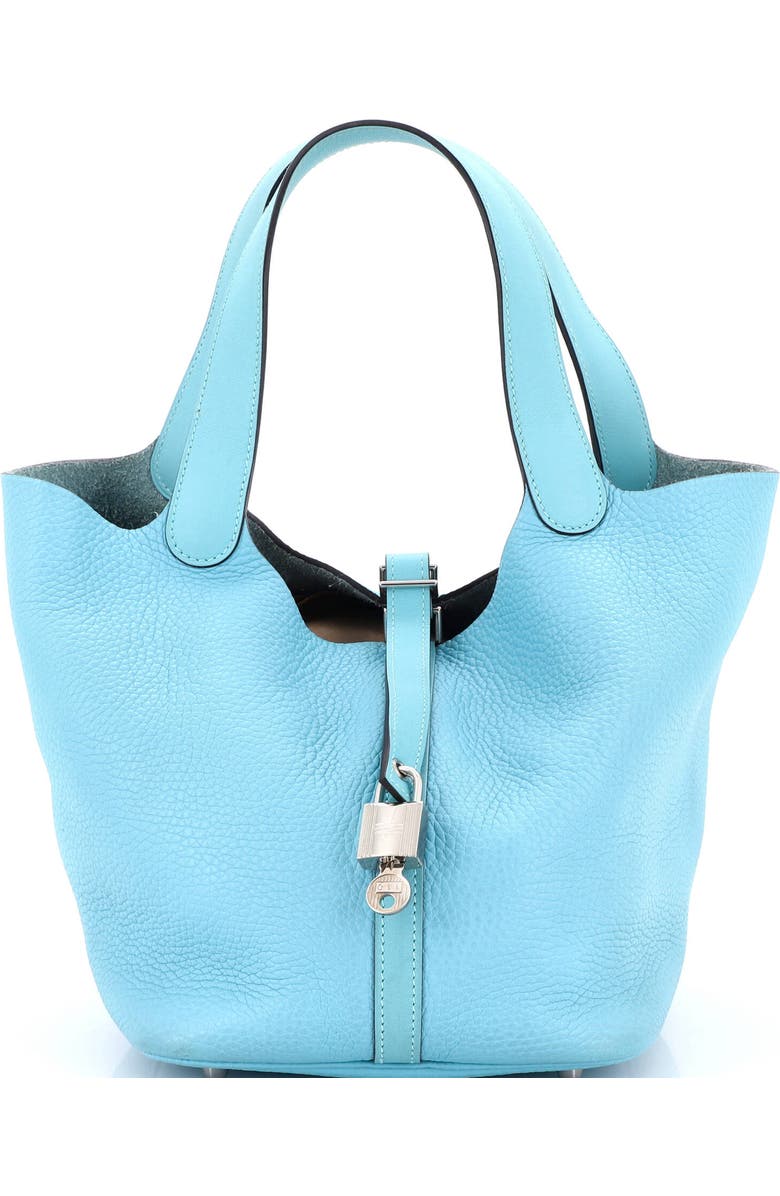 Pre-Owned Hermes Picotin Lock Bag Clemence MM, Main, color, Bleu Atoll