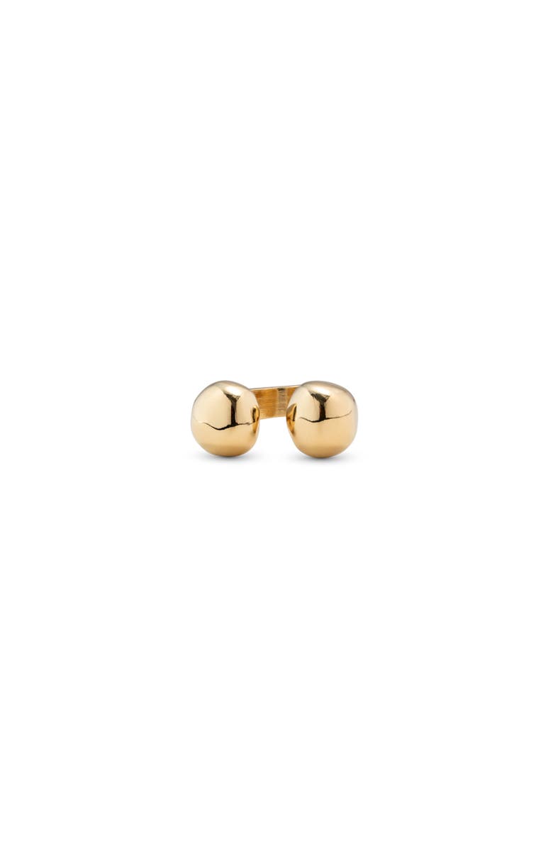 UNODE50 Open Ring with Two Beads, Alternate, color, Gold