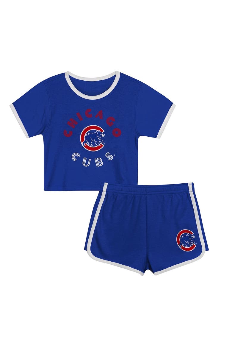 Outerstuff Girls Preschool Royal Chicago Cubs Double Run T-Shirt & Shorts Set, Main, color, 