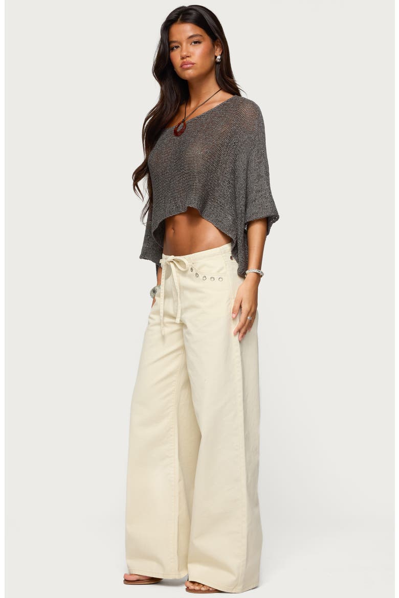Laline Loose Knit Crop Top, Alternate, color, GRAY